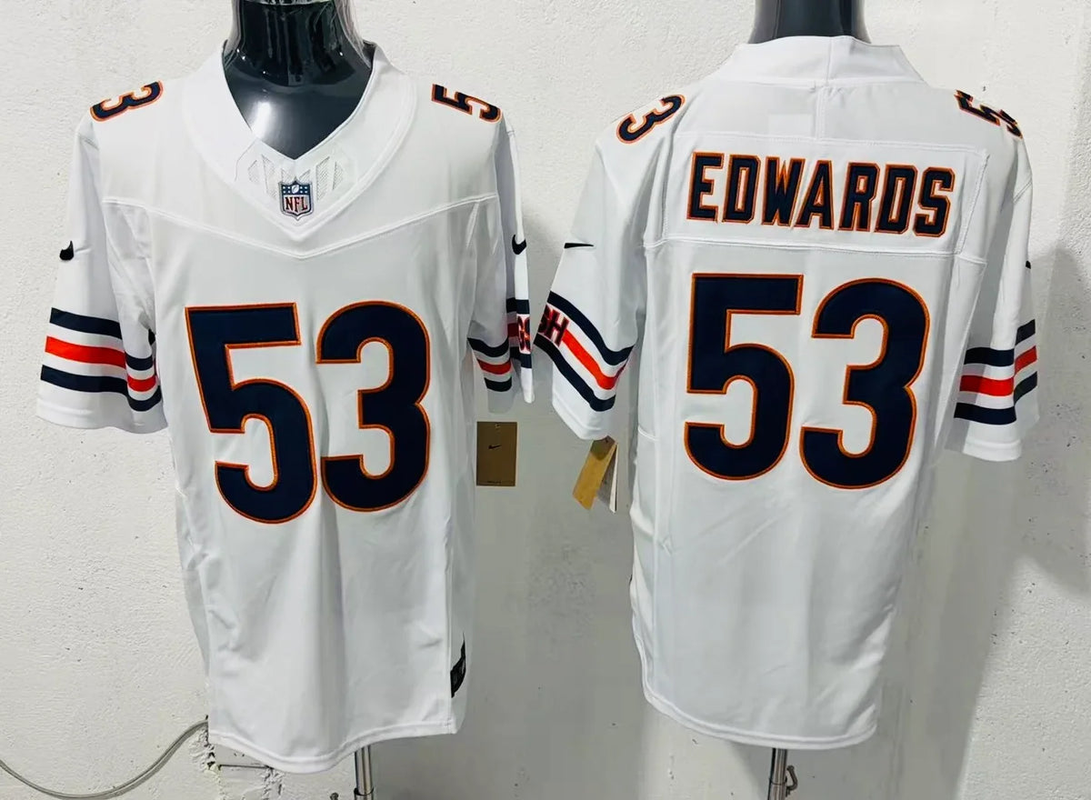 T.J. Edwards Chicago Bears YOUTH KIDS Official NFL Nike Jersey White product image 1, provided for visual reference and
