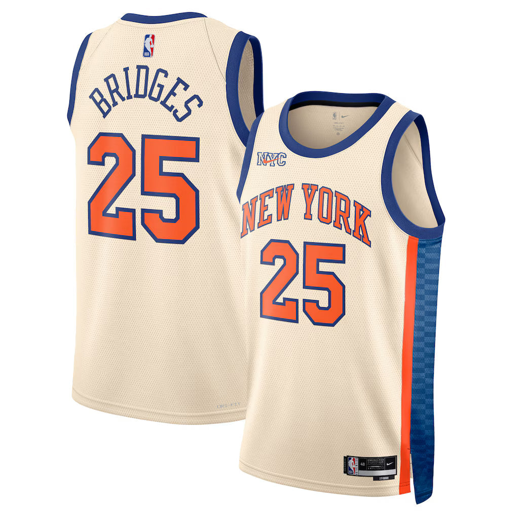 Mikal Bridges New York Knicks Unisex 2025/26 Swingman Jersey - Cream - City Edition product image 1, provided for visual