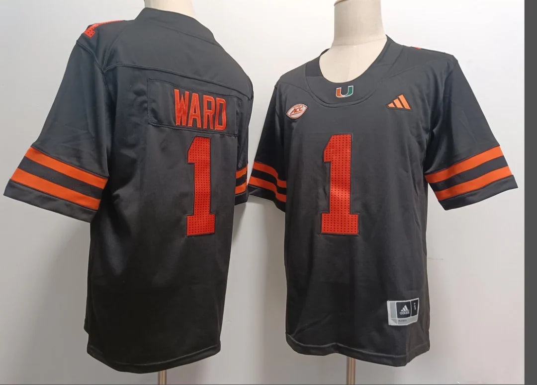 Cam Ward YOUTH KIDS Miami Hurricanes Official NCAA Adidas Jersey White black product image 1, provided for visual reference