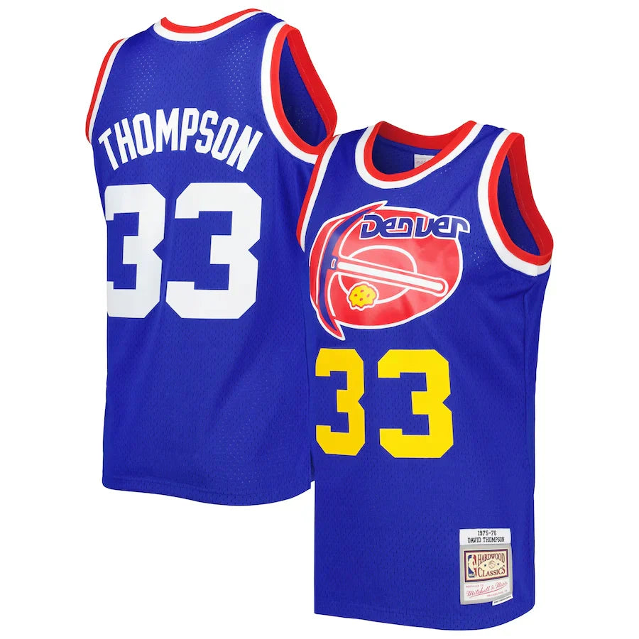 David Thompson Denver Nuggets 1975/76 Hardwood Classics Jersey - Royal product image 1, provided for visual reference and