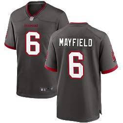 Baker Mayfield Tampa Bay Buccaneers YOUTH KIDS Official Nike Jersey pewter color product image 1, provided for visual