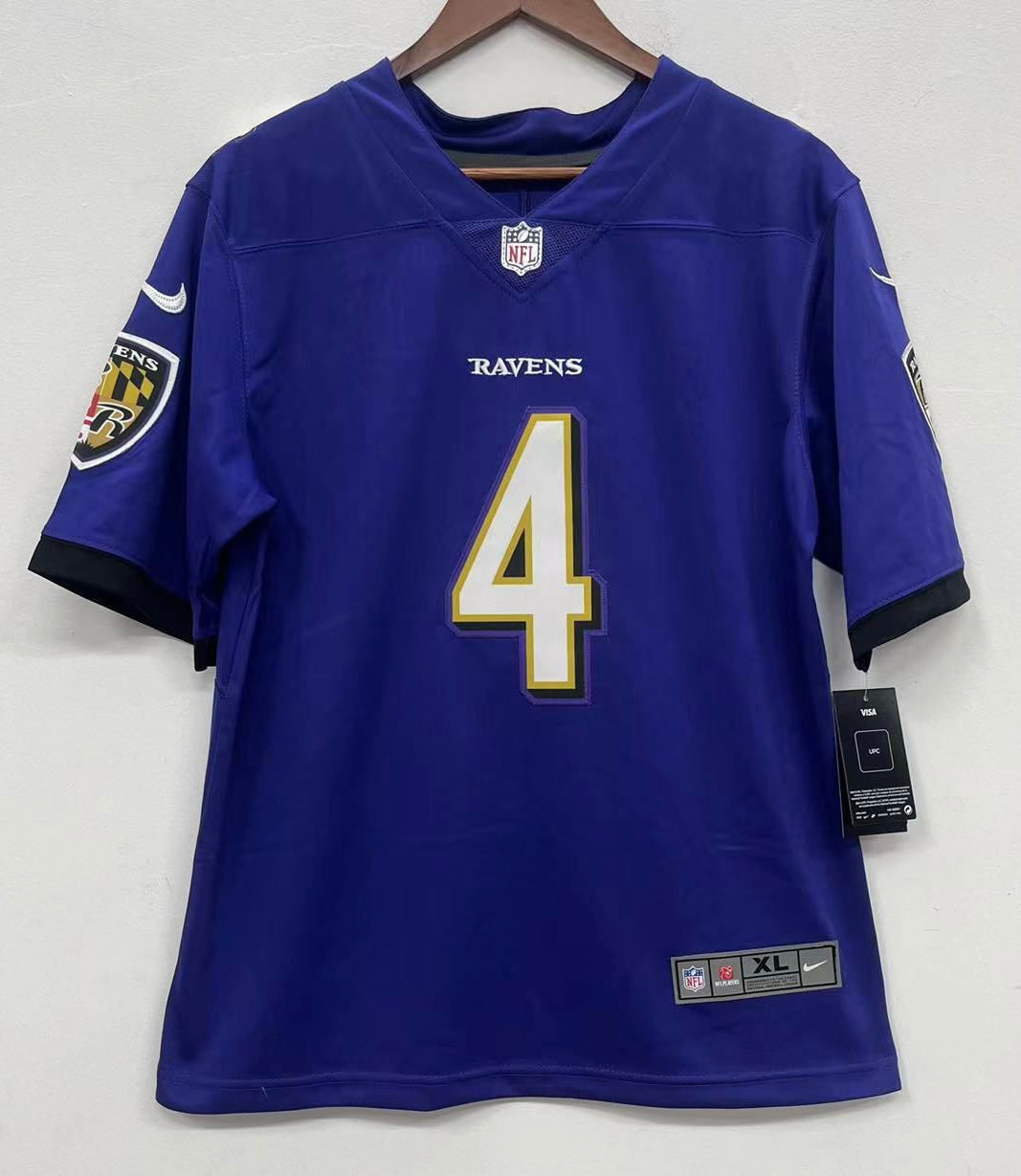 Zay Flowers Baltimore Ravens YOUTH Jersey Purple product image 2, provided for visual reference and product detail review