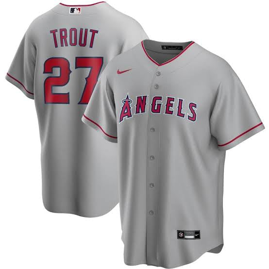 Mike Trout Anaheim Angels YOUTH KIDS Official MLB Nike Jersey Gray product image 1, provided for visual reference and