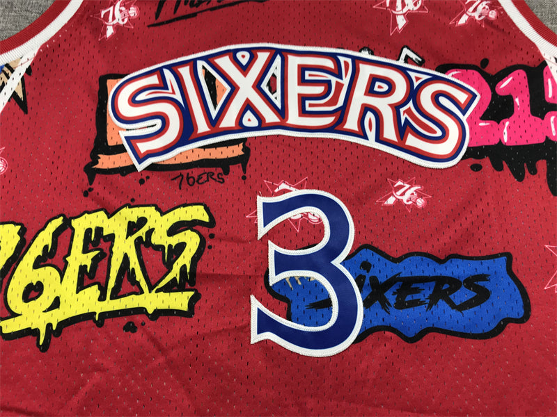Allen Iverson YOUTH KIDS Philadelphia 76ers Official NBA Graffiti Jersey product image 3, provided for visual reference and
