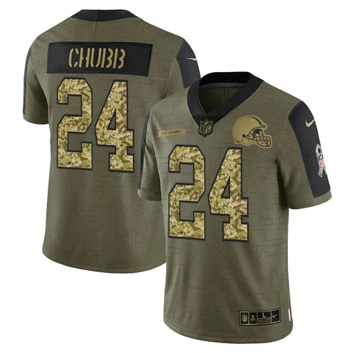 Nick Chubb Cleveland Browns military salute to service Jersey product image 3, provided for visual reference and product