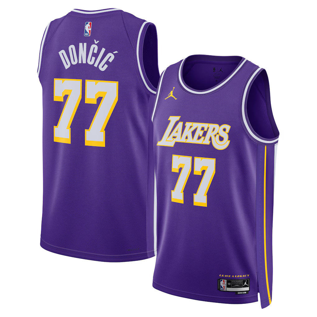 Luka Dončić Los Angeles Lakers Unisex Jersey - Statement Edition - Purple product image 1, provided for visual reference and