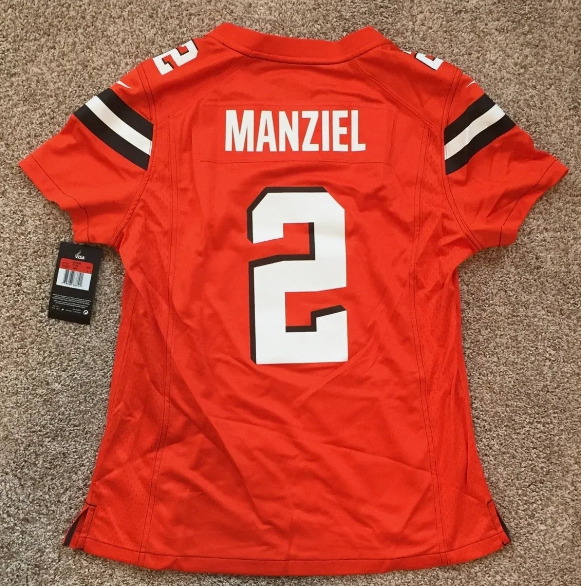 Johnny Manziel Cleveland Browns Official NFL NIKE Jersey Orange product image 1, provided for visual reference and product