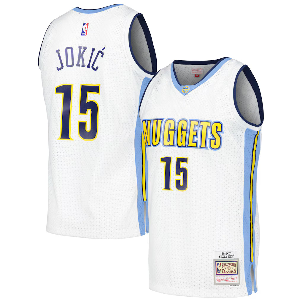 Nikola Jokic Denver Nuggets Mitchell & Ness 2016/17 Throwback Jersey - White product image 1, provided for visual reference