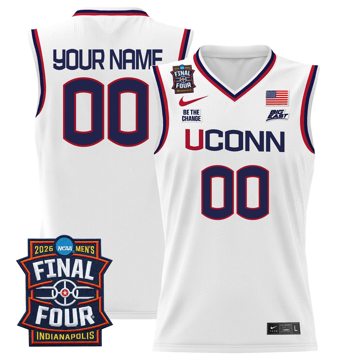 UConn Huskies 2026 Final Four Patch Custom Basketball Jersey - All Stitched product image 2, provided for visual reference