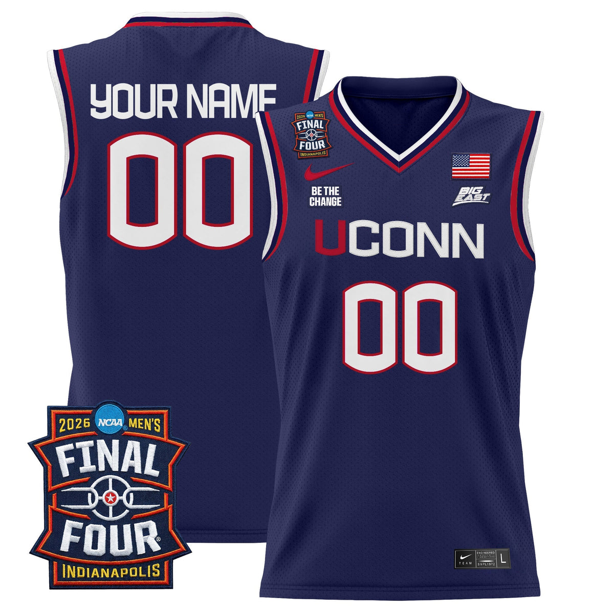 UConn Huskies 2026 Final Four Patch Custom Basketball Jersey - All Stitched product image 3, provided for visual reference