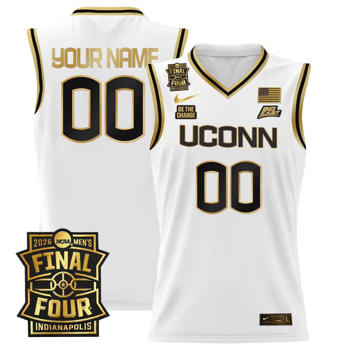UConn Huskies 2026 Final Four Patch Custom Basketball Jersey - All Stitched product image 4, provided for visual reference