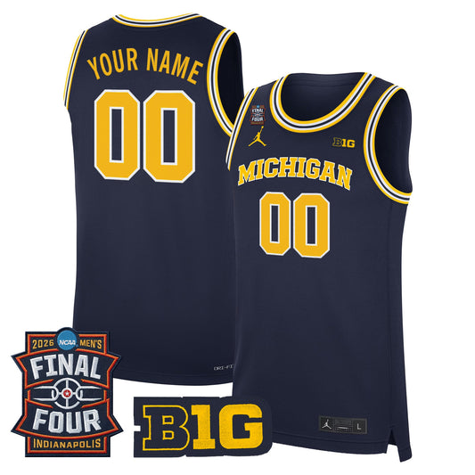 Michigan Wolverines 2026 Final Four Patch Custom Basketball Jersey - All Stitched product image 1, provided for visual