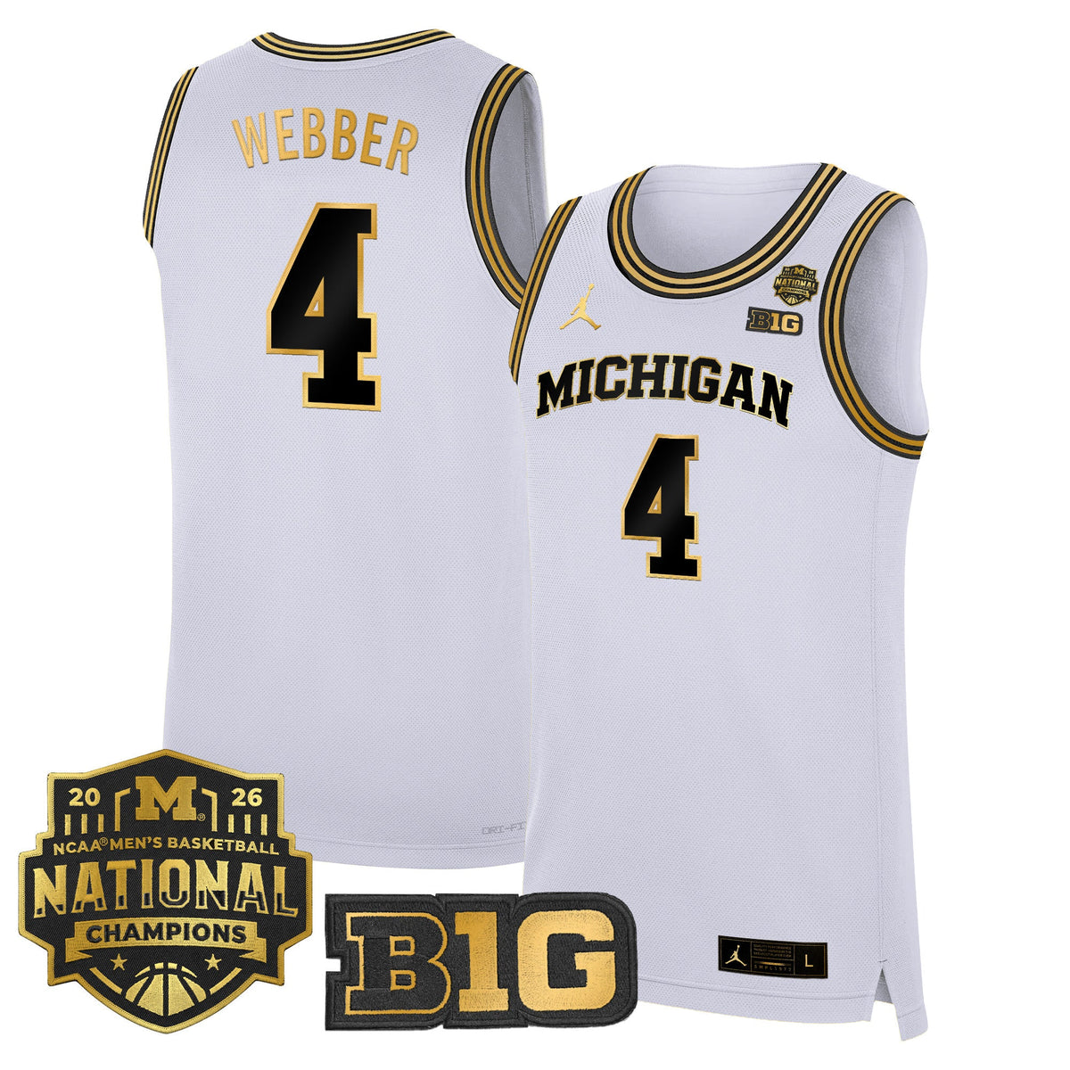 Michigan Wolverines 2026 National Champions Patch Basketball Jersey - All Stitched for Men product image 22, provided for