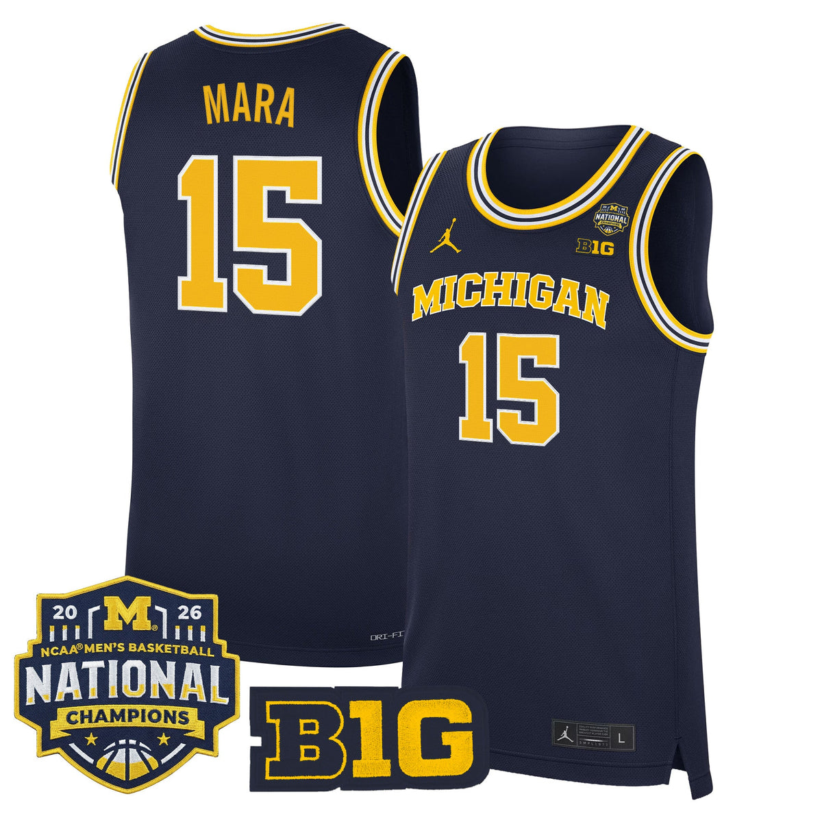 Michigan Wolverines 2026 National Champions Patch Basketball Jersey - All Stitched for Men product image 5, provided for
