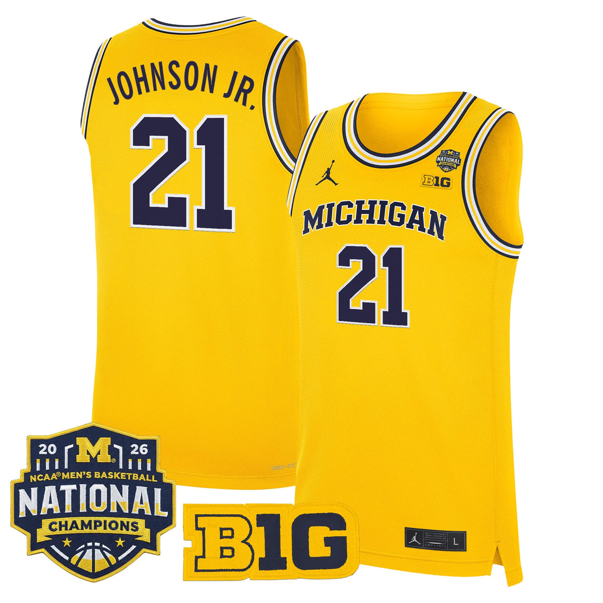 Michigan Wolverines 2026 National Champions Patch Basketball Jersey - All Stitched for Men product image 10, provided for