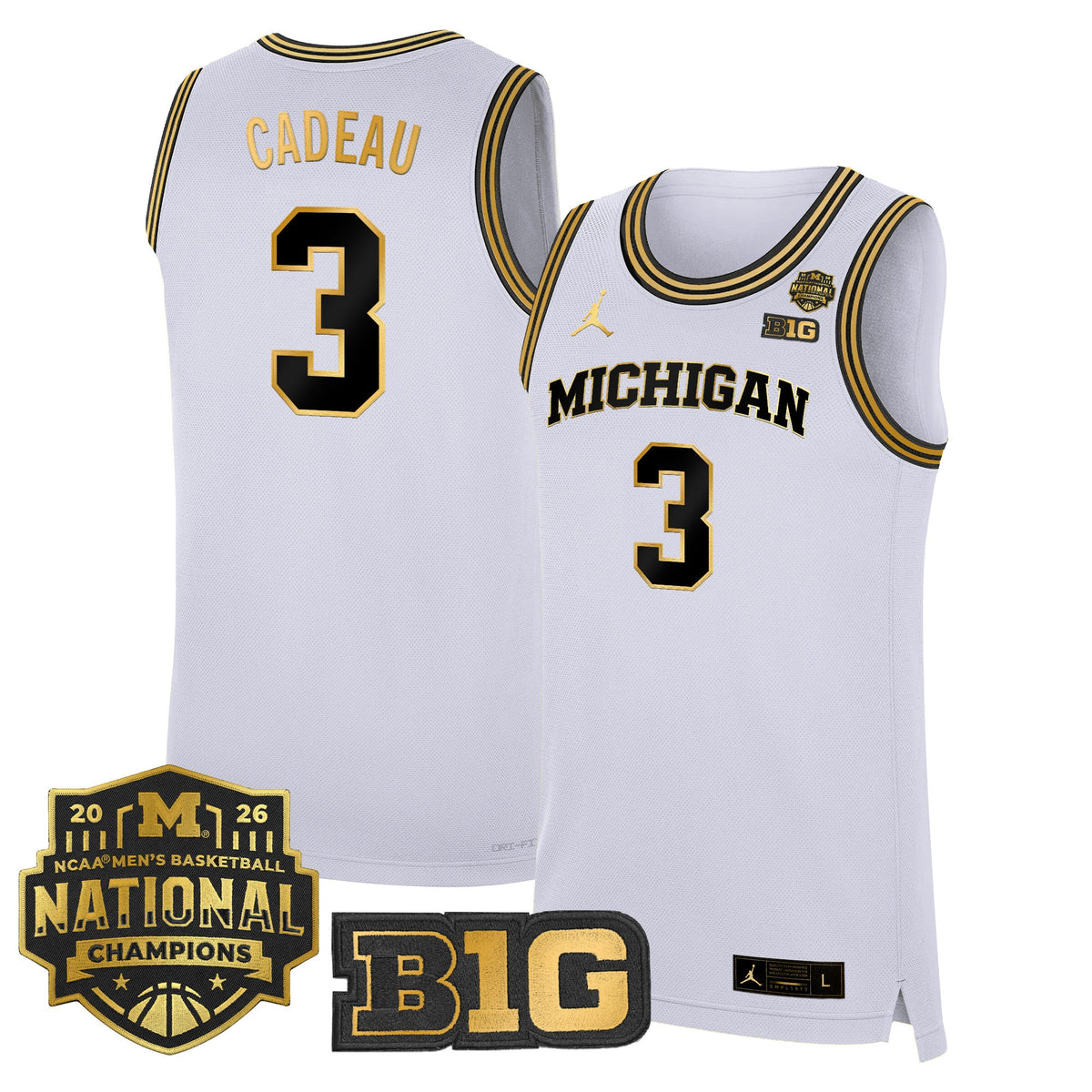Michigan Wolverines 2026 National Champions Patch Basketball Jersey - All Stitched for Men product image 40, provided for