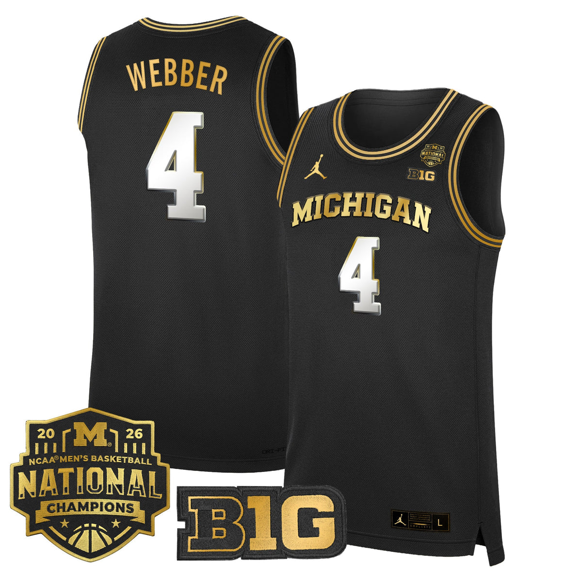 Michigan Wolverines 2026 National Champions Patch Basketball Jersey - All Stitched for Men product image 29, provided for