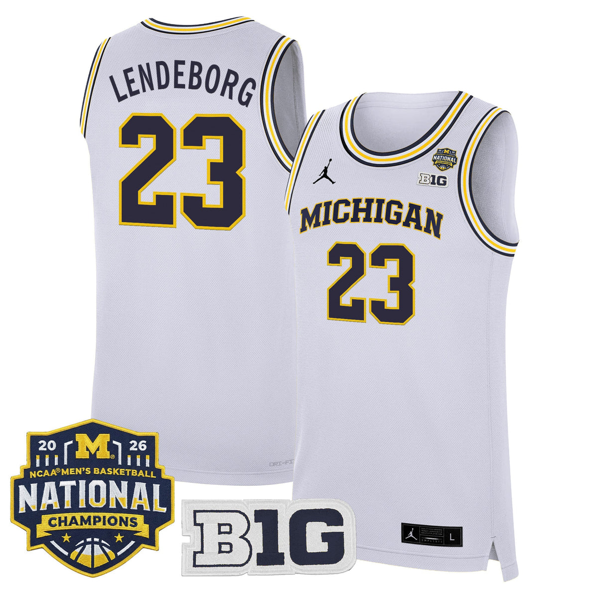 Michigan Wolverines 2026 National Champions Patch Basketball Jersey - All Stitched for Men product image 13, provided for