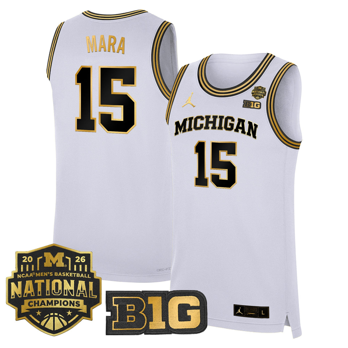 Michigan Wolverines 2026 National Champions Patch Basketball Jersey - All Stitched for Men product image 42, provided for