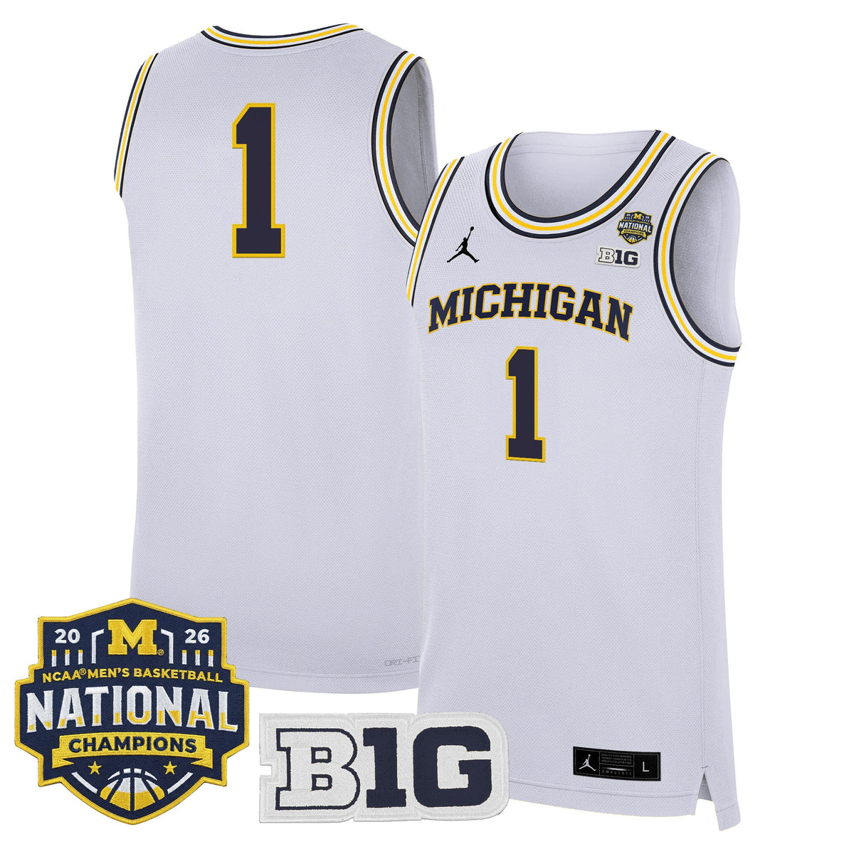 Michigan Wolverines 2026 National Champions Patch Basketball Jersey - All Stitched for Men product image 18, provided for