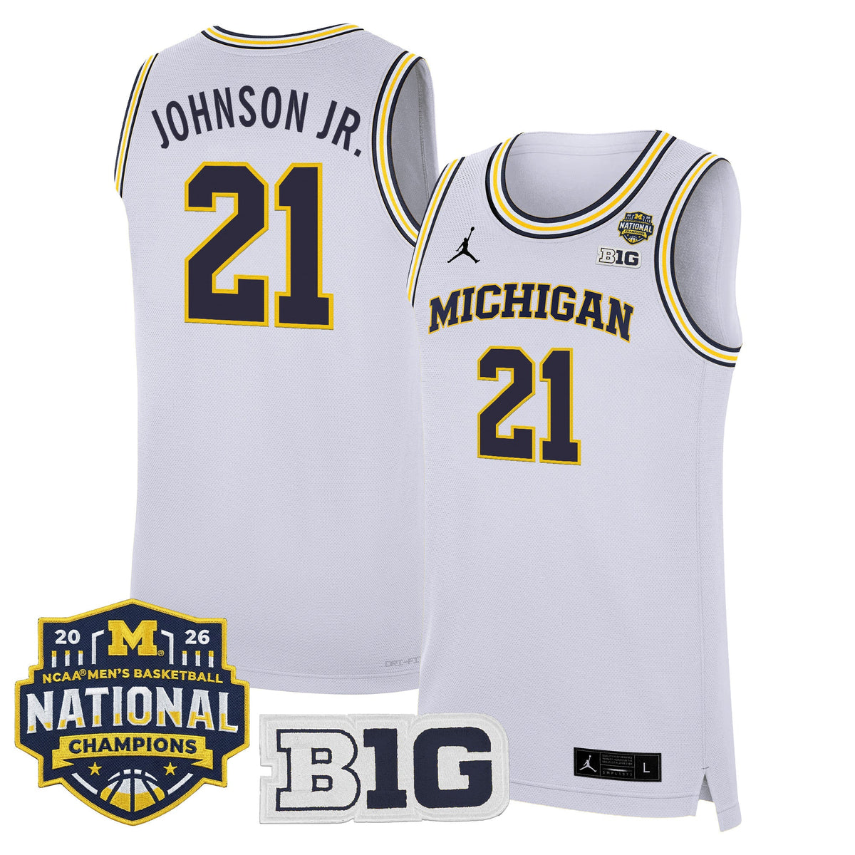 Michigan Wolverines 2026 National Champions Patch Basketball Jersey - All Stitched for Men product image 37, provided for