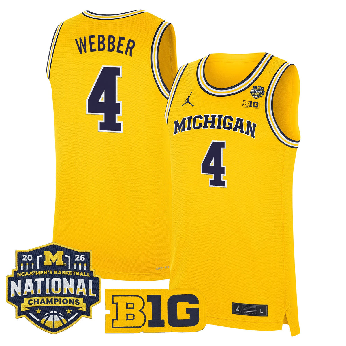 Michigan Wolverines 2026 National Champions Patch Basketball Jersey - All Stitched for Men product image 36, provided for