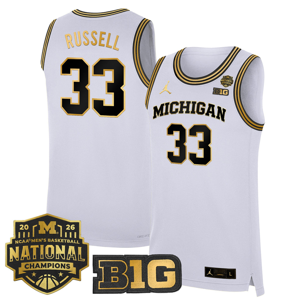 Michigan Wolverines 2026 National Champions Patch Basketball Jersey - All Stitched for Men product image 23, provided for
