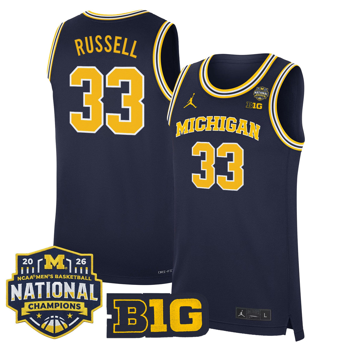 Michigan Wolverines 2026 National Champions Patch Basketball Jersey - All Stitched for Men product image 33, provided for