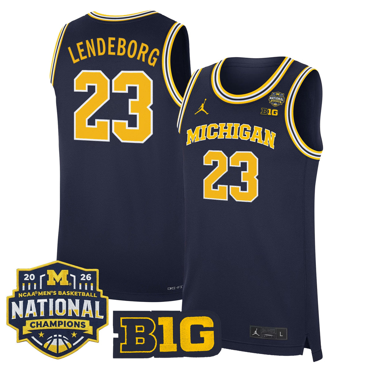 Michigan Wolverines 2026 National Champions Patch Basketball Jersey - All Stitched for Men product image 1, provided for