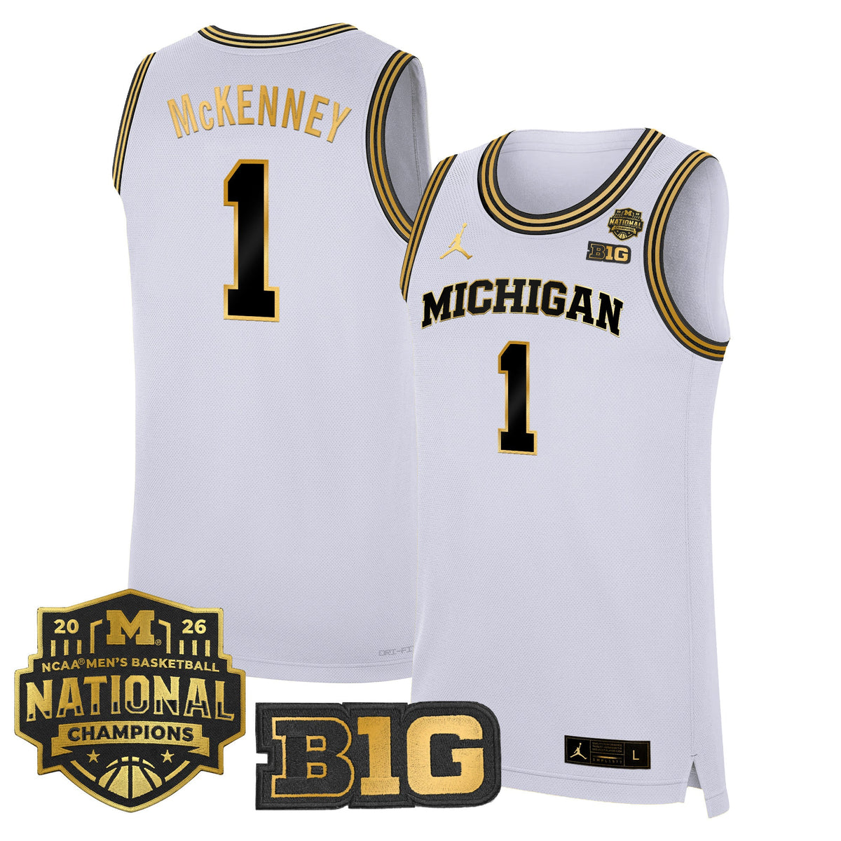 Michigan Wolverines 2026 National Champions Patch Basketball Jersey - All Stitched for Men product image 21, provided for