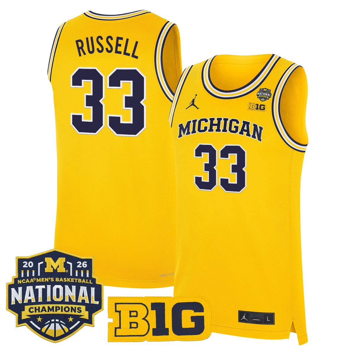 Michigan Wolverines 2026 National Champions Patch Basketball Jersey - All Stitched for Men product image 11, provided for