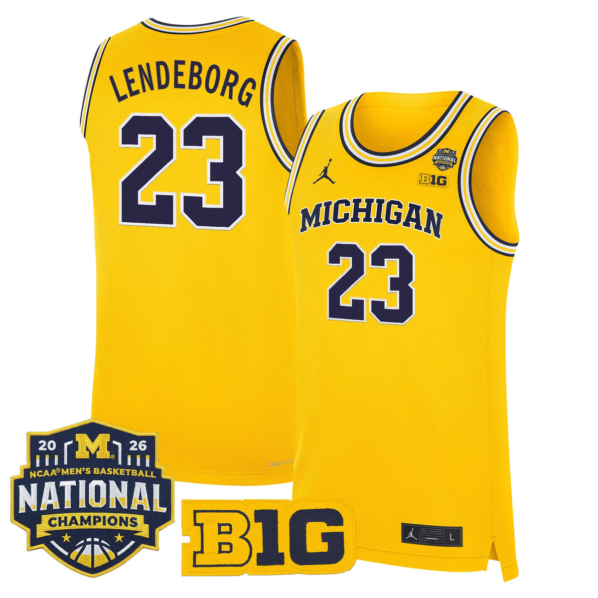 Michigan Wolverines 2026 National Champions Patch Basketball Jersey - All Stitched for Men product image 7, provided for