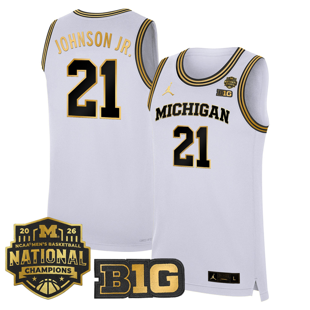 Michigan Wolverines 2026 National Champions Patch Basketball Jersey - All Stitched for Men product image 41, provided for