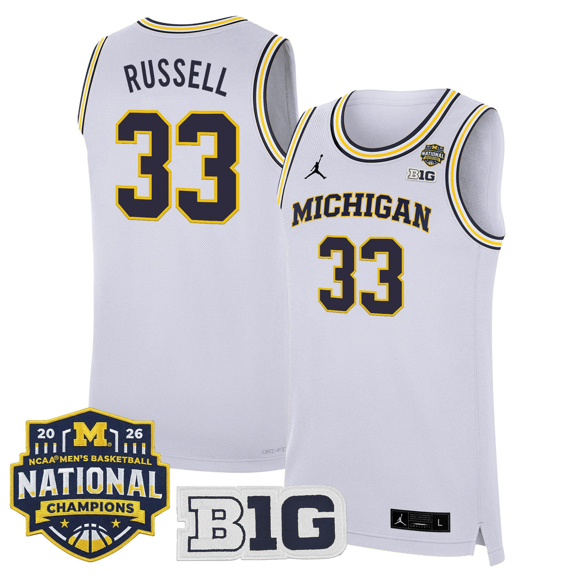 Michigan Wolverines 2026 National Champions Patch Basketball Jersey - All Stitched for Men product image 17, provided for