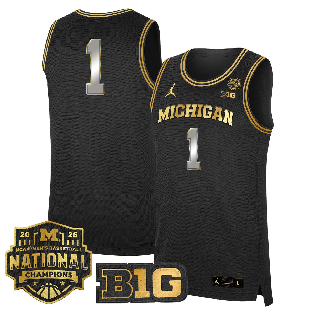Michigan Wolverines 2026 National Champions Patch Basketball Jersey - All Stitched for Men product image 31, provided for