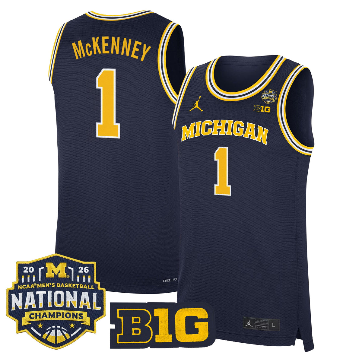 Michigan Wolverines 2026 National Champions Patch Basketball Jersey - All Stitched for Men product image 27, provided for