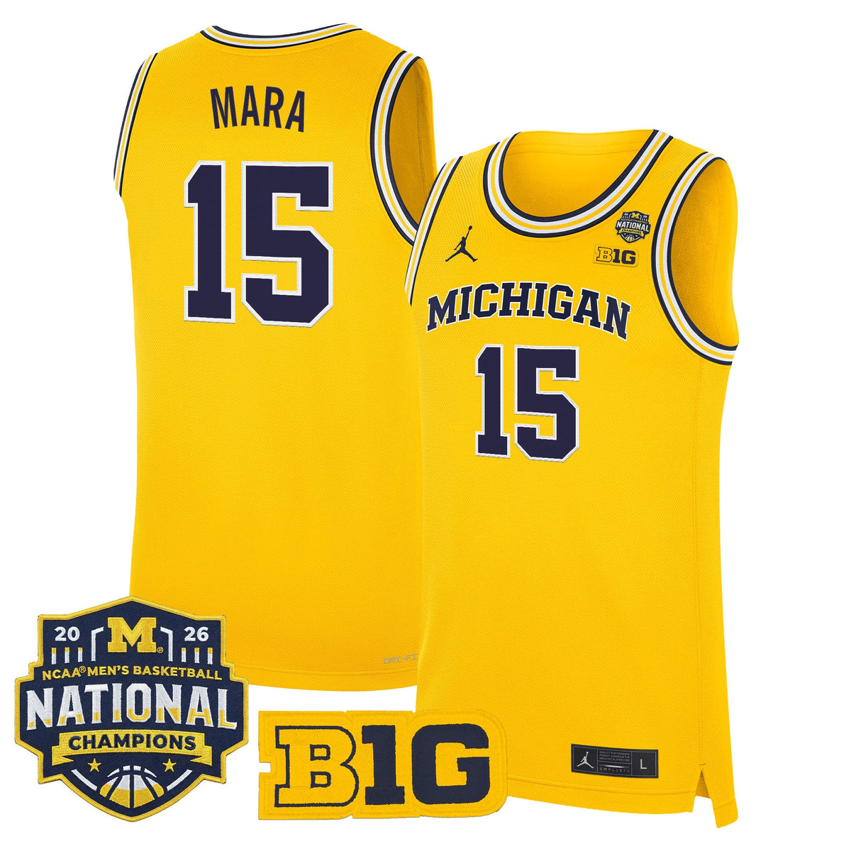 Michigan Wolverines 2026 National Champions Patch Basketball Jersey - All Stitched for Men product image 34, provided for