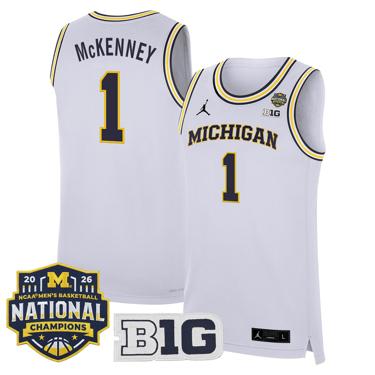 Michigan Wolverines 2026 National Champions Patch Basketball Jersey - All Stitched for Men product image 39, provided for