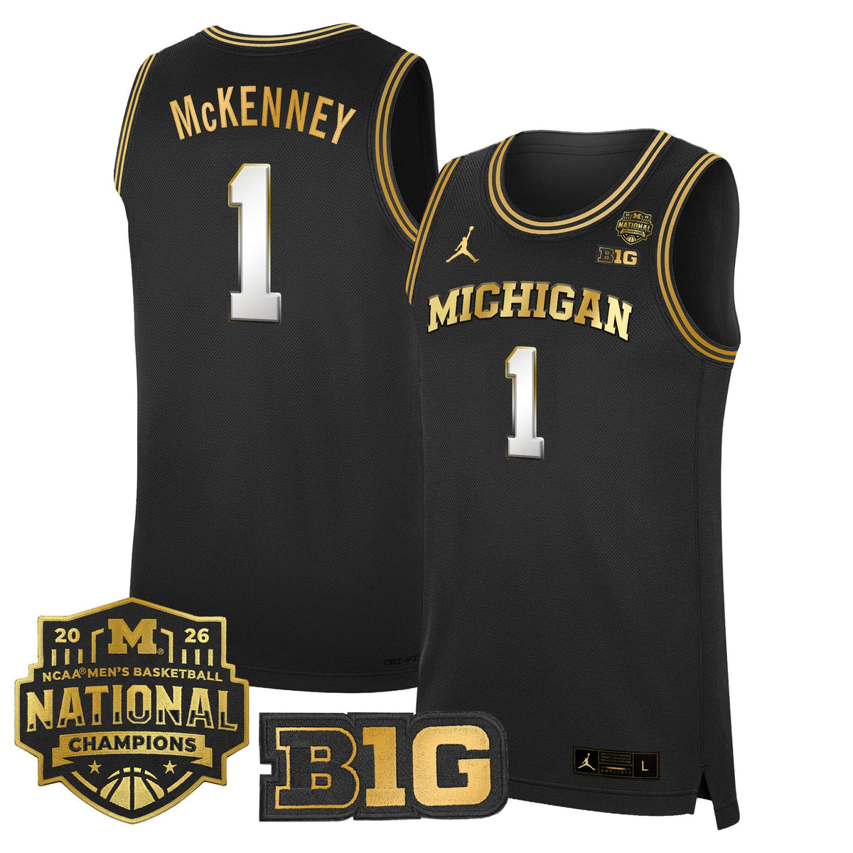 Michigan Wolverines 2026 National Champions Patch Basketball Jersey - All Stitched for Men product image 28, provided for