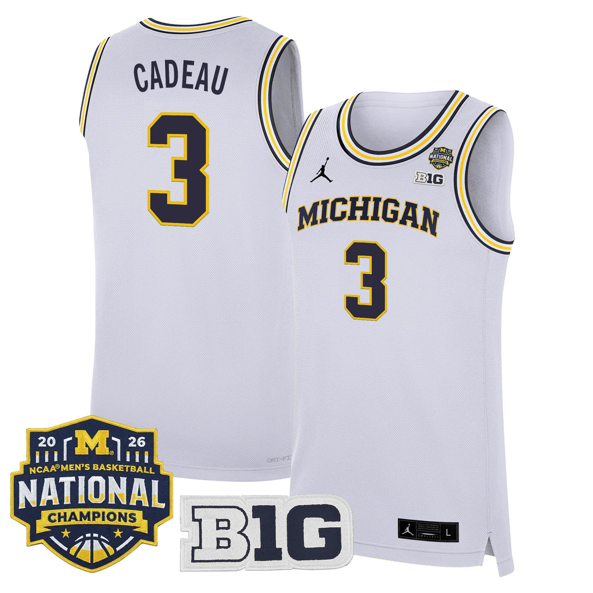 Michigan Wolverines 2026 National Champions Patch Basketball Jersey - All Stitched for Men product image 15, provided for