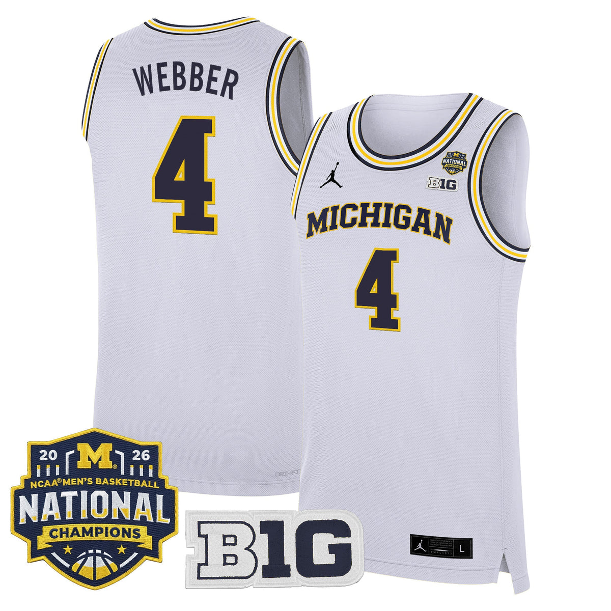 Michigan Wolverines 2026 National Champions Patch Basketball Jersey - All Stitched for Men product image 16, provided for