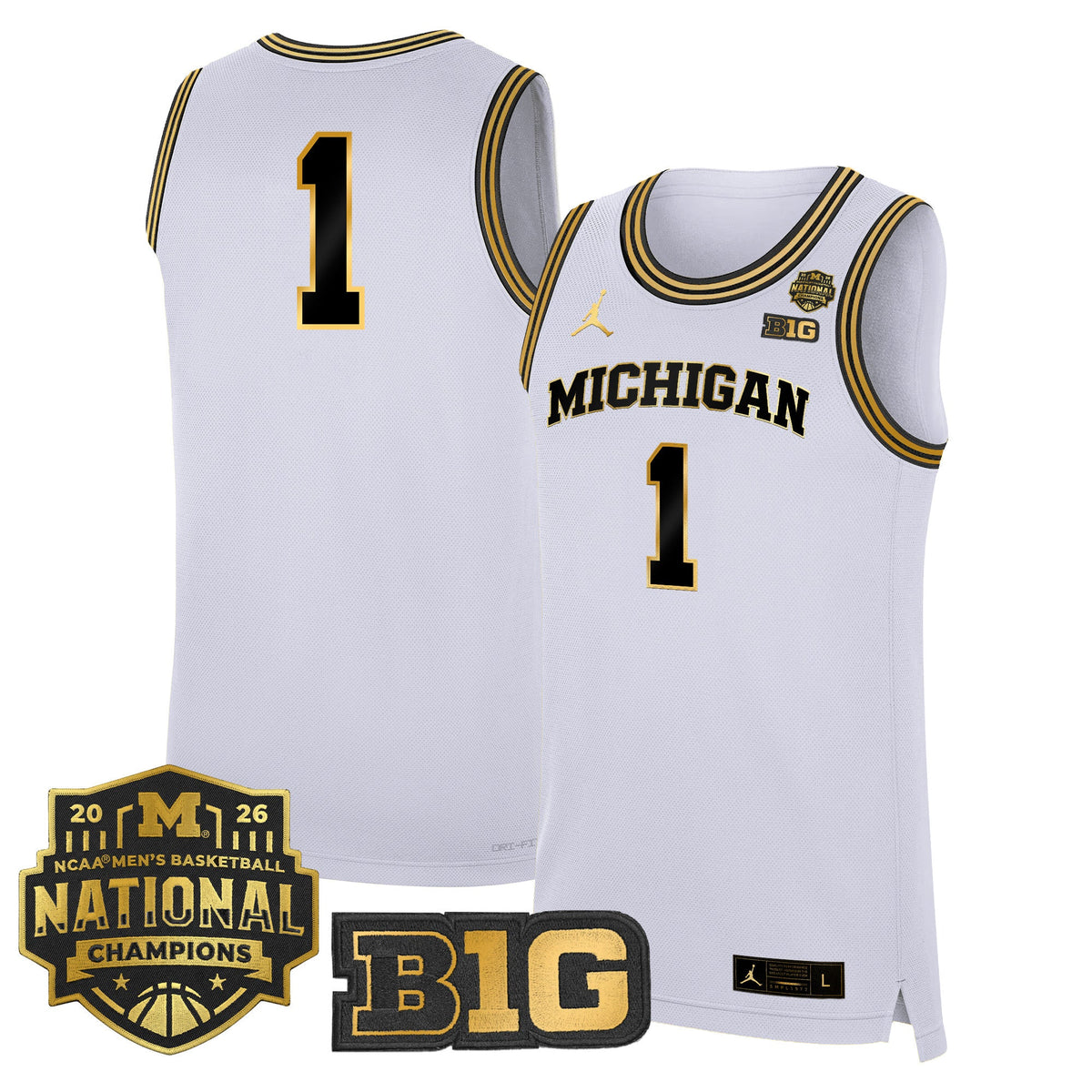 Michigan Wolverines 2026 National Champions Patch Basketball Jersey - All Stitched for Men product image 24, provided for