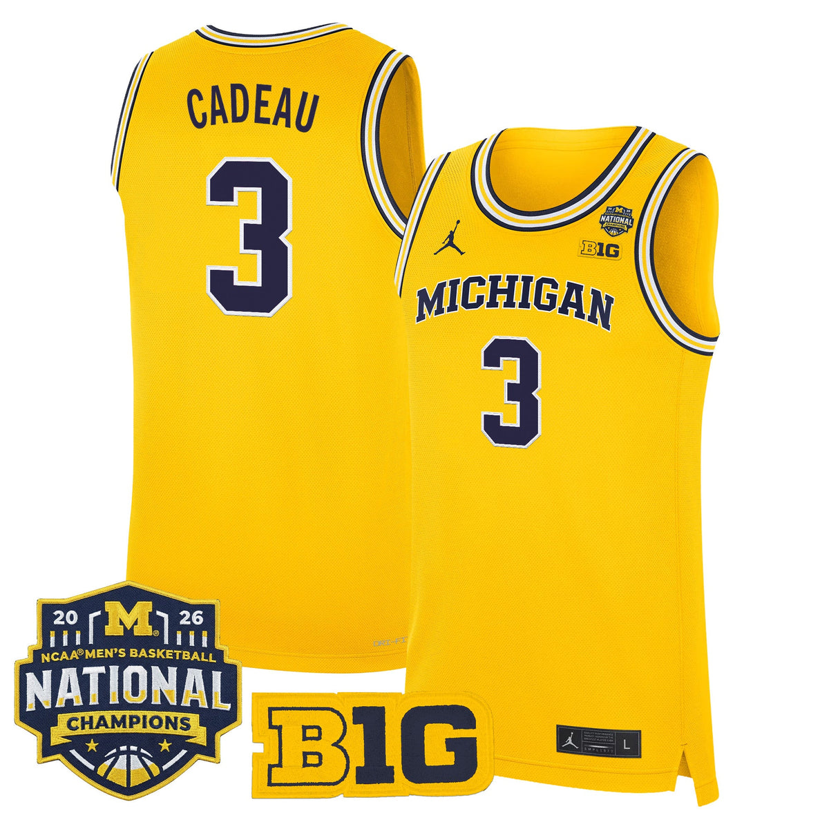 Michigan Wolverines 2026 National Champions Patch Basketball Jersey - All Stitched for Men product image 9, provided for