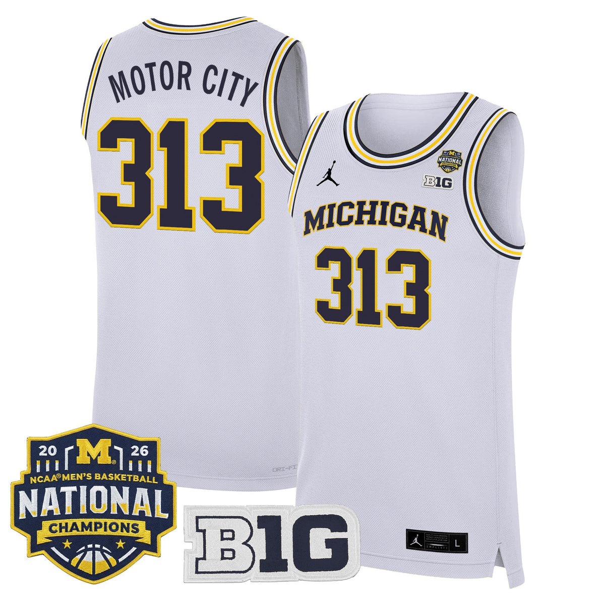 Michigan Wolverines 2026 National Champions Patch Basketball Jersey - All Stitched for Men product image 14, provided for