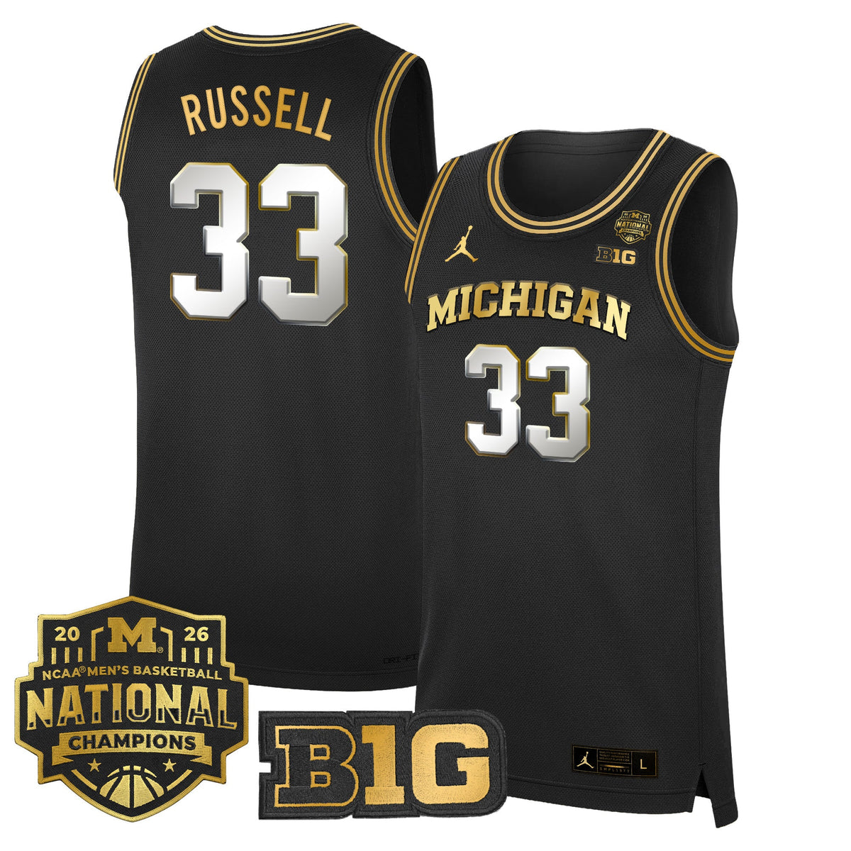 Michigan Wolverines 2026 National Champions Patch Basketball Jersey - All Stitched for Men product image 30, provided for