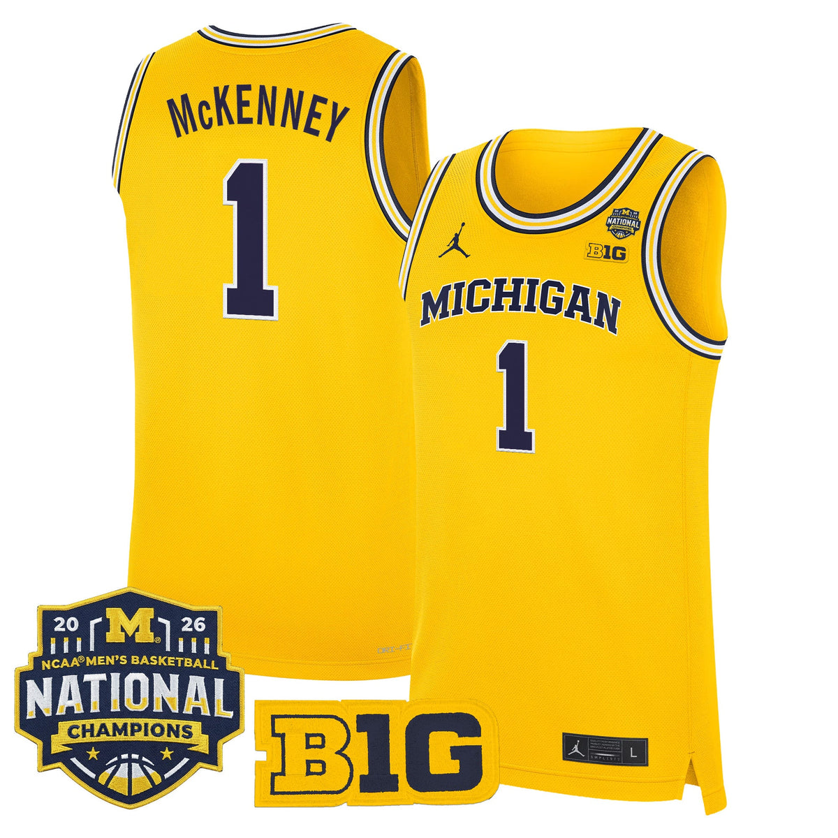 Michigan Wolverines 2026 National Champions Patch Basketball Jersey - All Stitched for Men product image 35, provided for