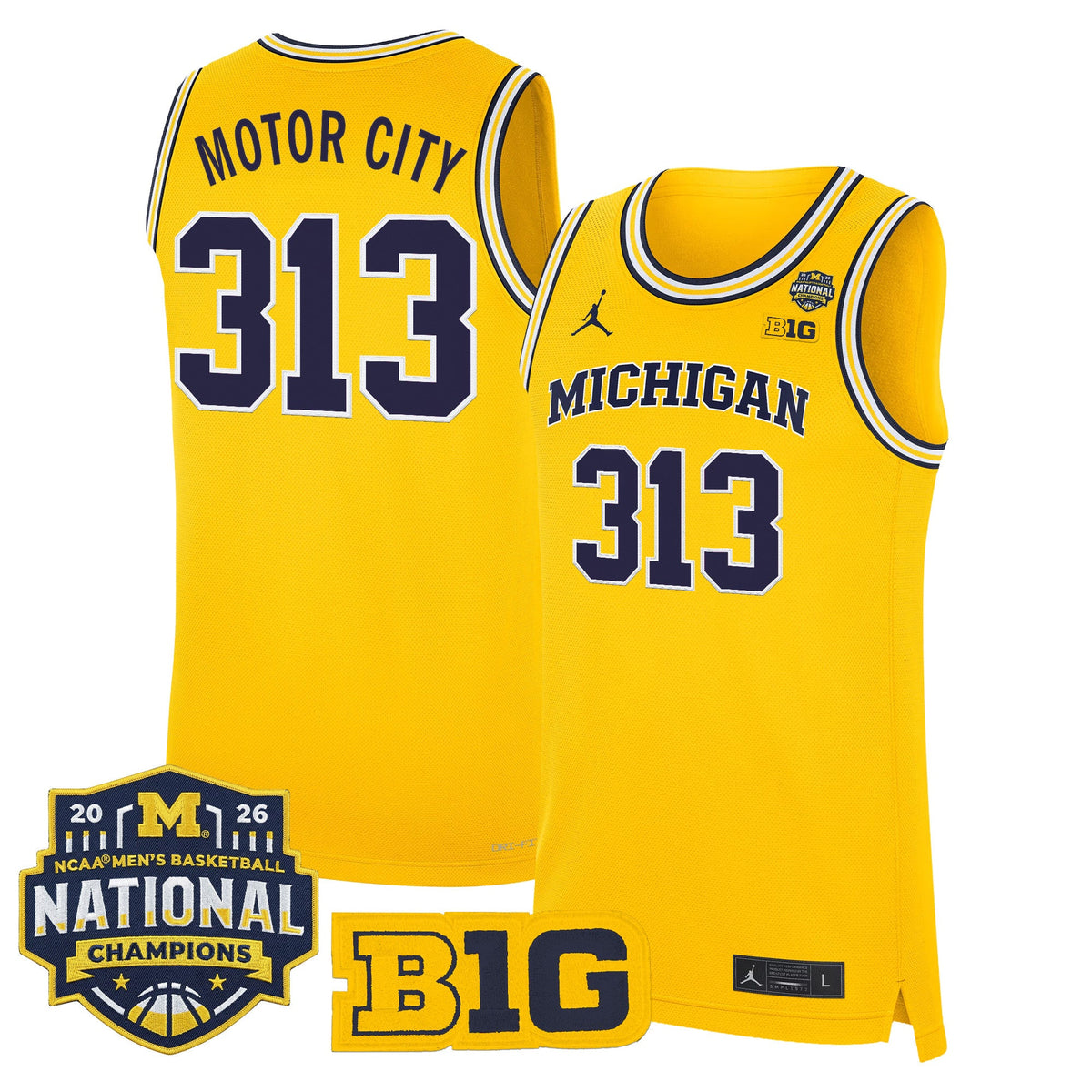 Michigan Wolverines 2026 National Champions Patch Basketball Jersey - All Stitched for Men product image 8, provided for