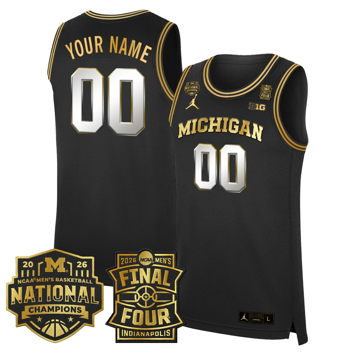 Michigan Wolverines 2026 Final Four & National Champions Patch Custom Basketball Jersey - All Stitched product image 5,