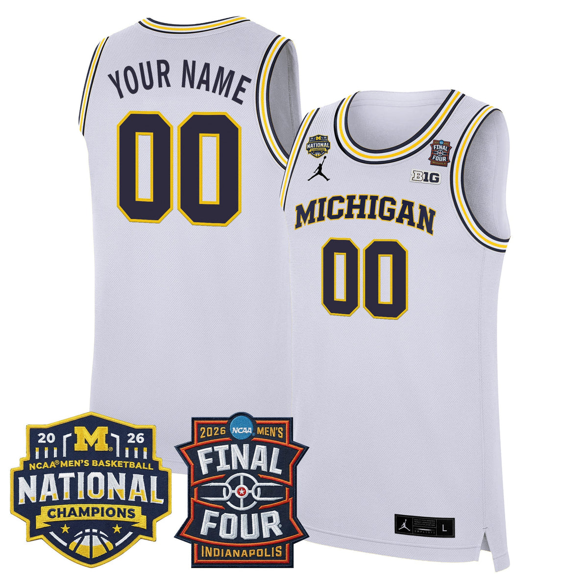 Michigan Wolverines 2026 Final Four & National Champions Patch Custom Basketball Jersey - All Stitched product image 3,