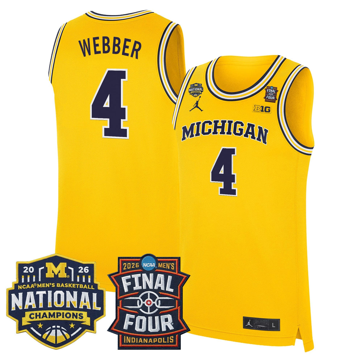 Michigan Wolverines 2026 Final Four & National Champions Patch Basketball Jersey - All Stitched for Men product image 36,